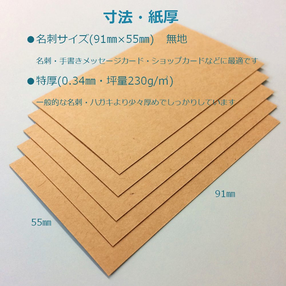 クラフト メッセージ カード 名刺 無地 ラベル タグ 特厚 0.34mm