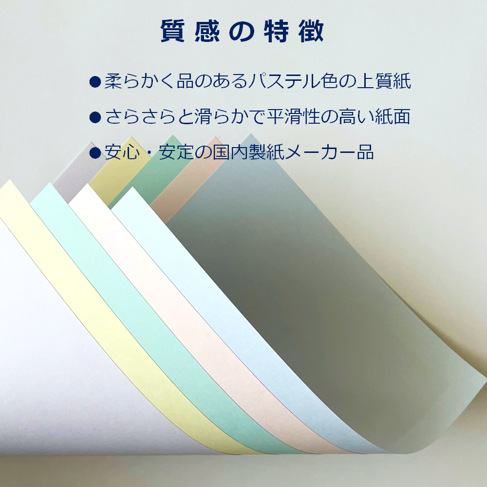 カラー コピー用紙 A4 パステル 5色 特厚口 50枚 色上質紙 工作 撮影用 背景紙 55159
