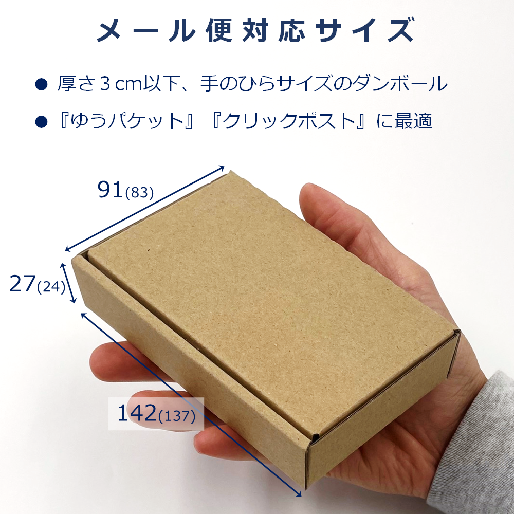ダンボール 定形外 規格内 高さ2.7cm 内寸137×83×24mm メール便
