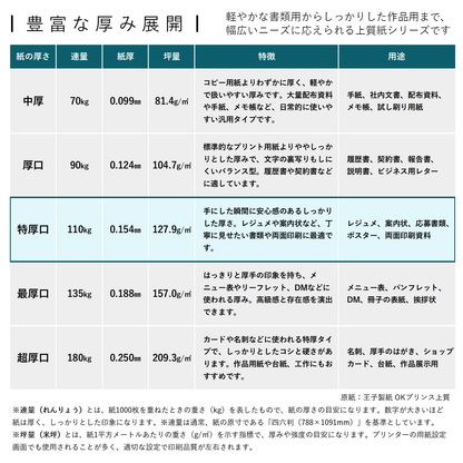 コピー用紙 上質紙 【特厚口】 110kg A4 印刷 プリンター用紙
