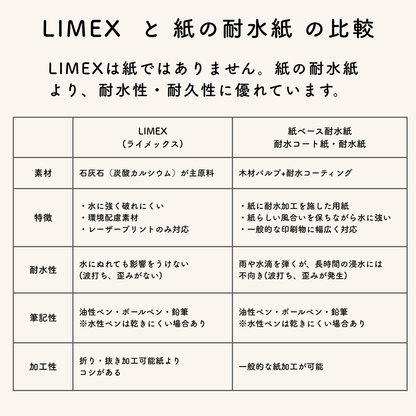 ライメックスシート 耐水 プリント A4 0.2mm厚 レーザープリンタ対応 環境配慮 LIMEX